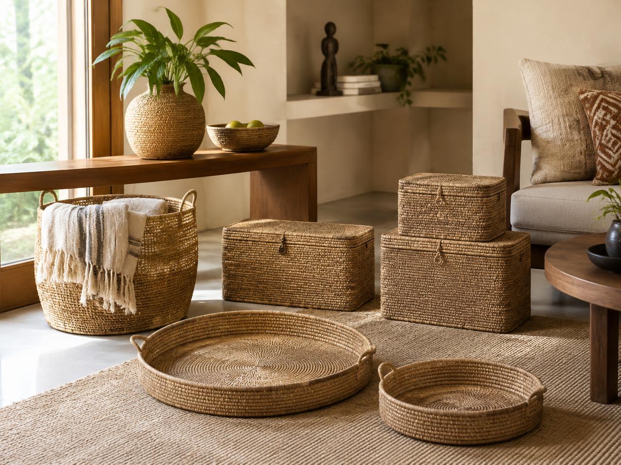 Kouna baskets and storage in a modern home